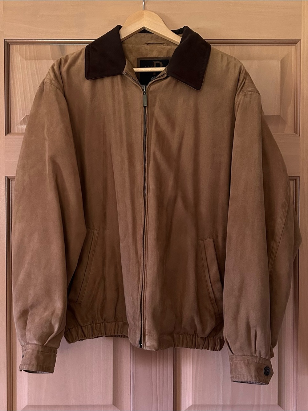 Weatherproof Men's Faux Suede Bomber Jacket Tan Brown Microfiber Insulated Sz M
